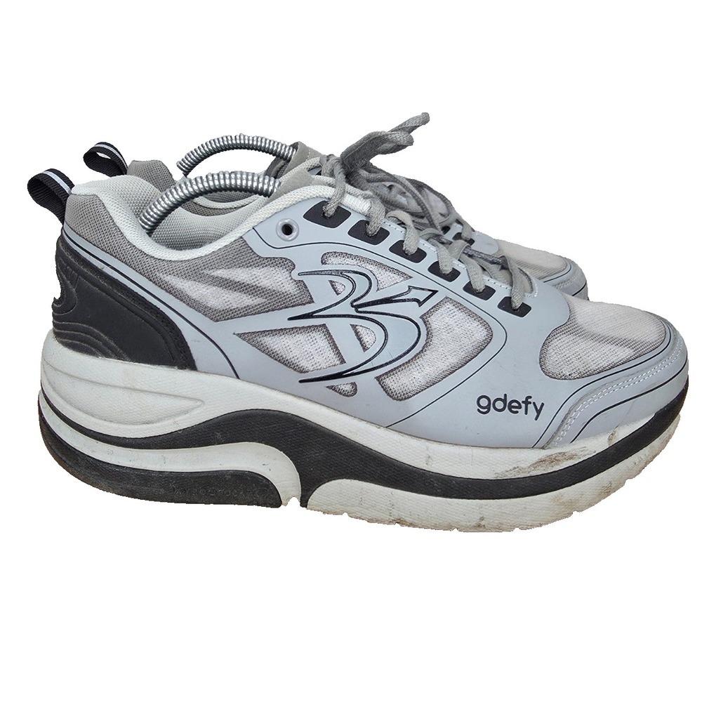 GDefy Gravity Defyer Ion Sneakers Mens 8.5 Gray Black Orthopedic Walking Shoes *